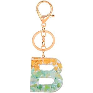 2 PCS Gold Foil Epoxy English Letter Keychain Bag Pendant(B)