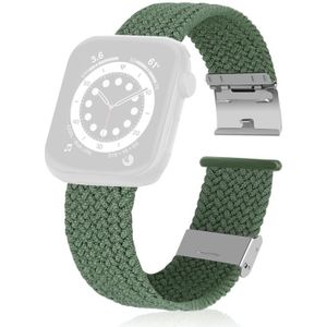Gevlochten + roestvrij staal vervangende horlogebanden voor Apple Watch Series 6 & SE & 5 & 4 44mm / 3 & 2 & 1 42mm (Olive Green)