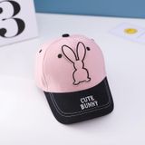 C0477 Cartoon Long-Eared Rabbit Pattern Baby Baseball Hat Children Peaked Cap  Grootte: 50cm verstelbaar (Pink Top Black Brim)