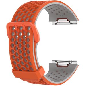 Voor Fitbit Ionic Two-tone Siliconen vervangende polsband horlogeband met gesp  grootte: S (Oranje + Grijs)