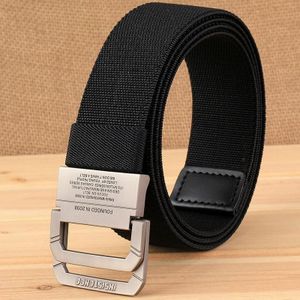 Heren dubbele ringgesp Canvas riem Outdoor Casual geweven elastische riem 120 cm