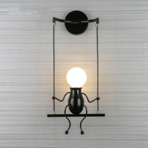 E27 LED persoonlijkheid creatieve retro smeedijzeren schurk muur lamp zonder lamp (zwart)