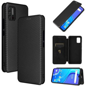 Voor UMIDIGI A7S carbon fiber textuur magnetische horizontale flip TPU + PC + PU lederen behuizing met kaartsleuf (zwart)