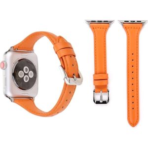 Eenvoudige manier lederen T Type horloge band voor Apple Watch serie 3 & 2 & 1 38mm(Orange)