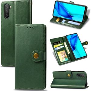 Voor Huawei Mate 40 Lite/Maimang 9 Solid Color Leather Buckle Phone Case met Lanyard & Photo Frame & Card Slot & Wallet & Stand Functie(Groen)