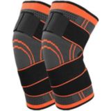 2 PC'S fitness Running Fietsen bandage knie steun accolades elastische nylon sport Compression pad mouw  maat: M (oranje)