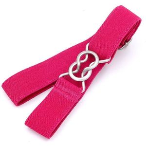Candy-gekleurd 8-karakter clasp elastische gevlochten riem voor kinderen (Rose Red)