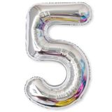 2 stuks 40 inch aluminium folie nummer ballonnen verjaardag bruiloft verlovingsfeest decor Kids bal Supplies (5-zilver)