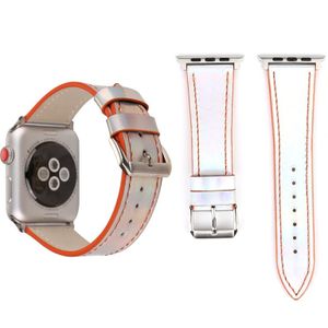 Mode Laser serie lederen pols horloge Band voor Apple Watch serie 3 & 2 & 1 42mm (oranje)