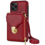 Voor iPhone 11 Pro Rits Hardware Kaart Portemonnee Telefoonhoes (Rood)