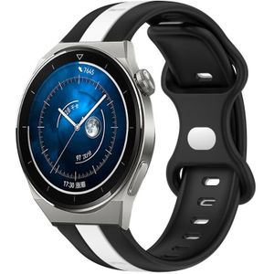 Voor Huawei Watch GT3 Pro 43 mm 20 mm vlindergesp tweekleurige siliconen horlogeband (zwart + wit)