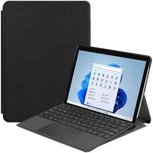 For Microsoft Surface Pro 8 Solid Color Electric Pressed Horizontal Flip Tablet Leather Case with Holder(Black)