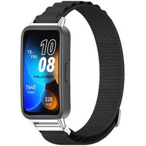 Voor Huawei Band 8 Mijobs nylon ademende horlogeband (zwart + zilver)