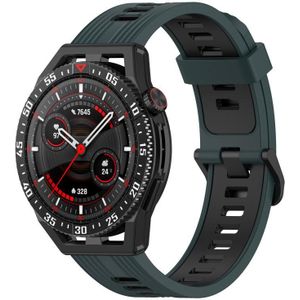 Voor Garmin Forerunner 255 Music 22 mm verticale tweekleurige siliconen horlogeband (olijfgroen + zwart)