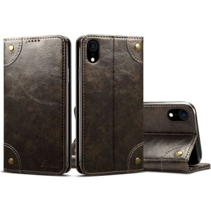 Voor iPhone XR barok eenvoudige horizontale Flip lederen draagtas  met houder & kaartsleuven & portemonnee (zwart)