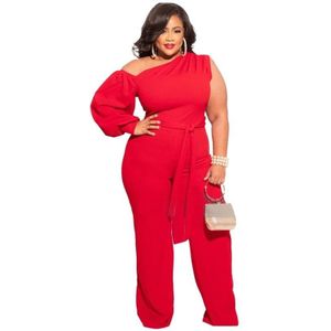 Vrouwen plus size sweatpants wide poot broek (kleur: rood maat: L)