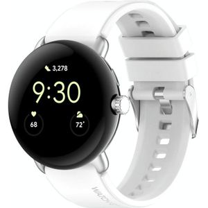 Voor Google Pixel Watch metalen connector + siliconen horlogeband in effen kleur