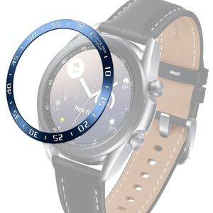 Voor Samsung Galaxy Watch 3 41mm Smart Watch Steel Bezel Ring  een versie (Blauwe Ring Witte Letter)