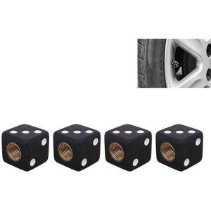 Universele 8mm dobbelstenen stijl kunststof auto Tire Valve Caps  Pack van 4 (zwart)
