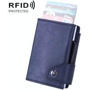 Anti-diefstal aluminium munt portemonnee RFID anti-degaussing automatische pop-up PU bank kaarttas (MAD HORSE BLAUW)