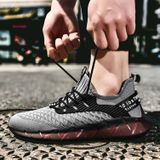 Men Lightweight Breathable Mesh Sneakers Flying Woven Casual Running Shoes  Size: 46(Gray)