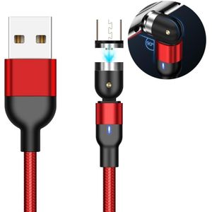 1m 2A Output USB naar Micro USB Nylon Gevlochten Roteren Magnetische Oplaadkabel (Rood)