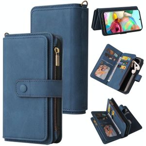 For Samsung Galaxy Note10 Lite Skin Feel PU + TPU Horizontal Flip Leather Case with Holder & 15 Cards Slot & Wallet & Zipper Pocket & Lanyard(Blue)