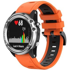 Voor Garmin Quatix 5 Sapphire 22mm tweekleurige sport siliconen horlogeband (oranje + zwart)