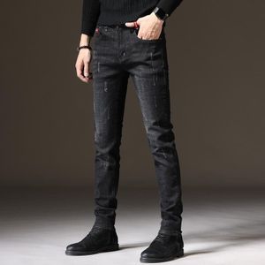 Herfst- en winter herenjeans verdikte warme slanke chino's  maat: 38 (1623 zwart algemeen)