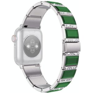 Xingyao-serie tweekleurige stalen band voor Apple Watch Series 6 & SE & 5 & 4 44mm / 3 & 2 & 1 42mm (Zilver+Groen)