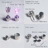 4 PC's Fashion leidde oorbellen gloeiende licht van Diamond Earring Stud(Purple)