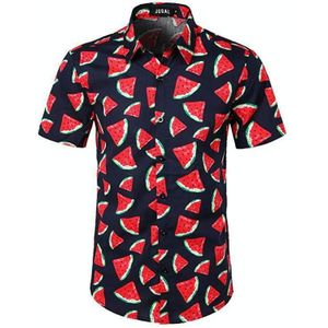 Zomer heren 3D digitaal printen strand casual shirt met korte mouwen  maat: S