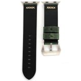 Voor Apple Watch serie 3 & 2 & 1 42mm Retro XX lijn patroon lederen pols horloge Band (groen)