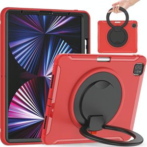 Schokbestendige TPU + PC-beschermende behuizing met 360 graden rotatie Opvouwbare handgreep Grip Houder & Pen Slot voor iPad Pro 12.9 2021