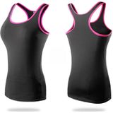 Tight Training Yoga Running Fitness Quick Dry Sports Vest (Kleur: Zwart Rose Red Size:L)