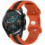 Voor Huawei GT2 46 mm 20 mm vlindergesp tweekleurige siliconen horlogeband (oranje + zwart)
