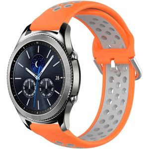 Voor Samsung Gear S3 Classic 22 mm geperforeerde ademende sport siliconen horlogeband (oranje + grijs)