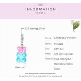 S925 Sterling Silver Candy Bear Pendant DIY Bracelet Necklace Accessories
