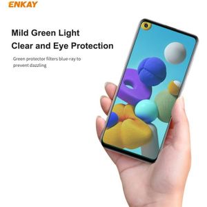 Voor Samsung Galaxy A21 / A21s 5 PCS ENKAY Hat-Prince 0.26mm 9H 6D Curved Full Screen Eye Protection Green Film Tempered Glass Protector