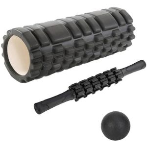 45cm 3 stks/set EVA Holle Schuim Roller Spier Ontspanning Roller Yoga Kolom Set Fitness Apparatuur (Zwart)