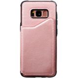 Voor Galaxy S8 Shockproof Calf Texture Protective Case met Holder & Card Slots & Frame(Rose Gold)
