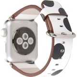 Voor Apple Watch 42mm serie 3 & 2 & 1 witte achtergrond zwarte patroon PU lederen pols horloge Band