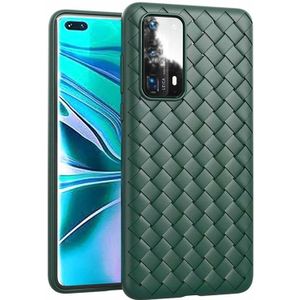 Voor Huawei P40 Pro Non-Slip Classic Woven Patroon Ademende TPU mobiele telefoon case (Groen)