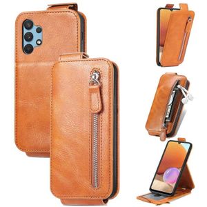 Voor Samsung Galaxy A32 4G ritssluiting Wallet Vertical Flip Leather Phone Case