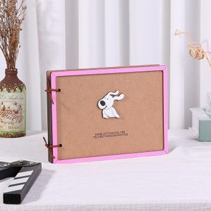 Houten losbladige album kinderen groei schilderij album paar DIY handgemaakte geschenken (kleine witte hond)