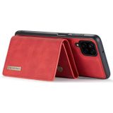 For Samsung Galaxy A12 5G DG.MING M1 Series 3-Fold Multi Card Wallet + Magnetic Back Cover Shockproof Case with Holder Function(Red)