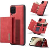 For Samsung Galaxy A12 5G DG.MING M1 Series 3-Fold Multi Card Wallet + Magnetic Back Cover Shockproof Case with Holder Function(Red)