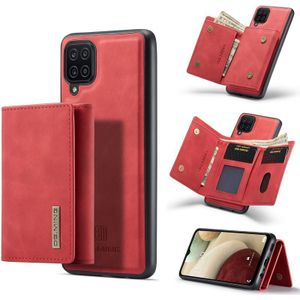 For Samsung Galaxy A12 5G DG.MING M1 Series 3-Fold Multi Card Wallet + Magnetic Back Cover Shockproof Case with Holder Function(Red)