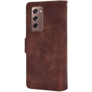 Voor Samsung Galaxy Z Fold2 5G Wallet Style Skin Feel Calf Pattern Lederen case met aparte kaartsleuf (bruin)