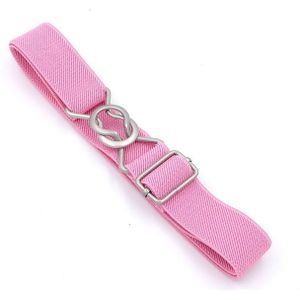 Candy-gekleurd 8-karakter clasp elastische gevlochten riem voor kinderen (roze)
